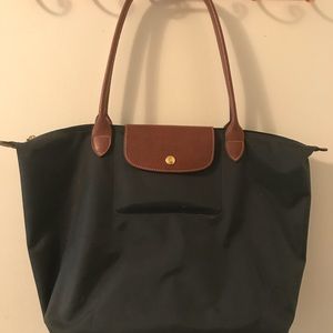 Longchamp Charcoal Large Le Pliage Totebag